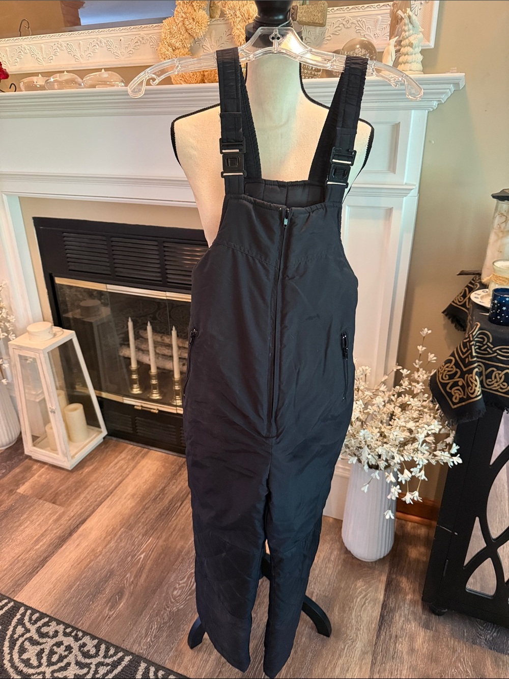 Kids Black Insulated Snow Bib Joggers